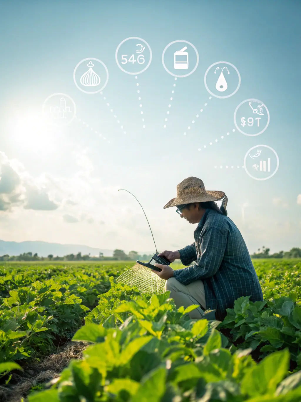 A farmer standing in a field, symbolizing rural retirement benefits.