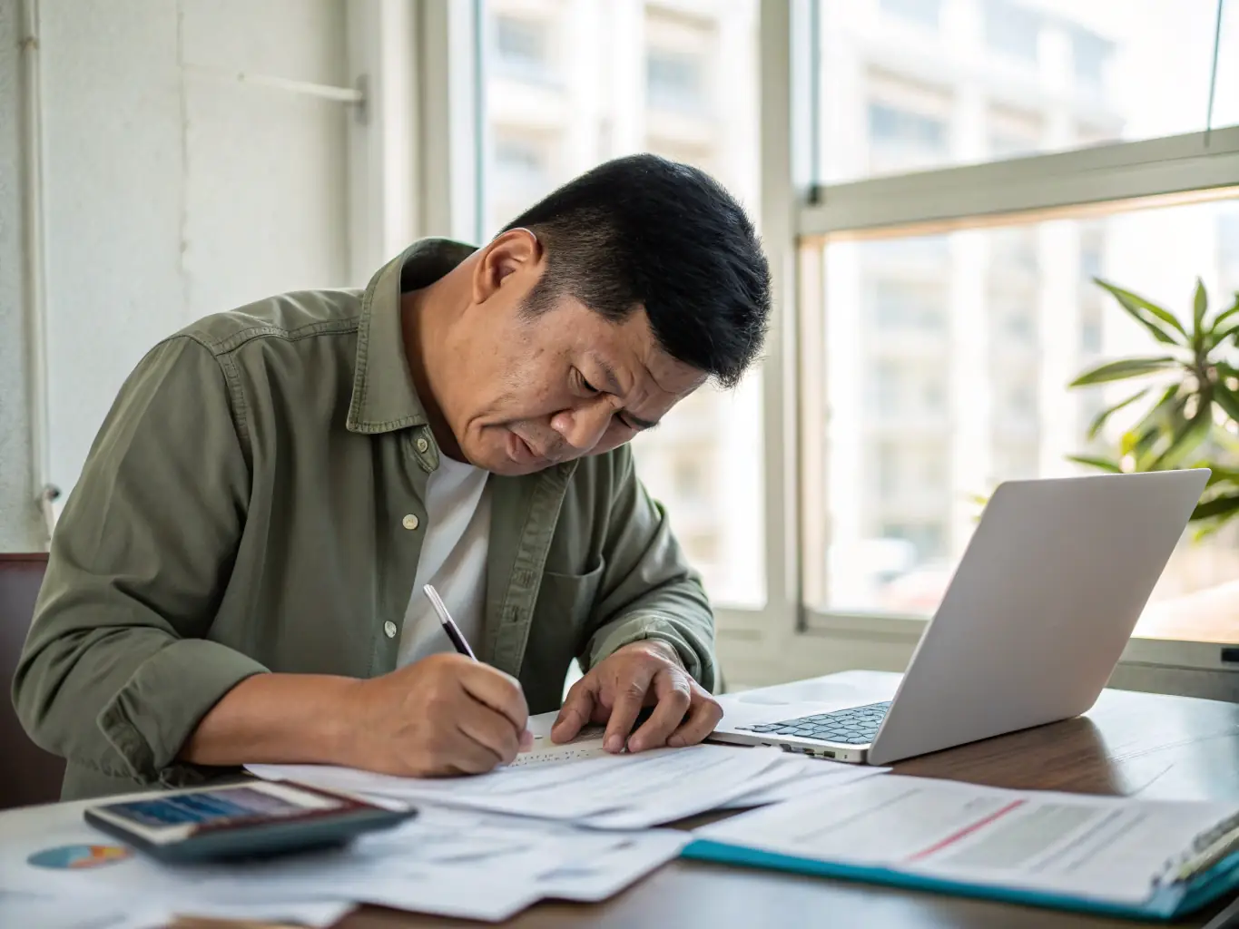 Image depicting a person looking stressed while holding a pile of documents related to retirement, symbolizing the anxiety and confusion of navigating the retirement process alone.